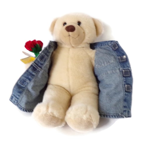 Build a Bear Workshop Bear with Jean Dress Roses and Bows  3041 - Picture 5 of 10